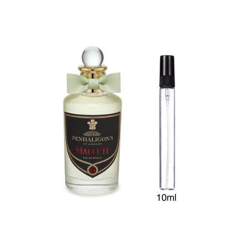 Penhaligons Halfeti fragrance, front view with 10ml decant vial