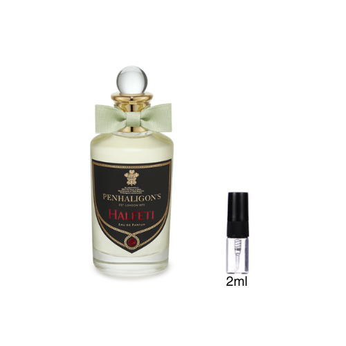 Penhaligons Halfeti fragrance, front view with 2ml decant vial